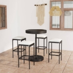 Set Bar da Giardino 5 pz con Cuscini Polyrattan Nero