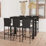 Set Bar da Giardino 7 pz con Cuscini in Polyrattan Crema