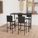 Set da Bar da Giardino 5 pz con Cuscini in Polyrattan Nero