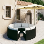 Set Divani da Giardino 8 pz con Cuscini in Polyrattan Nero