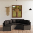 Set Divani da Giardino 4 pz con Cuscini in Polyrattan Grigio