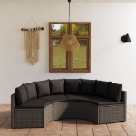 Set Divani da Giardino 4 pz con Cuscini in Polyrattan Grigio