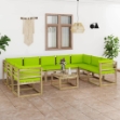 Set Divani da Giardino 10 pz e Cuscini Legno di Pino Impregnato