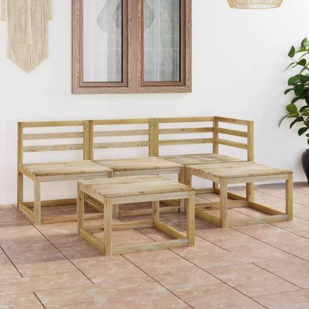 Set Divani da Giardino 5 pz in Legno di Pino Impregnato Verde