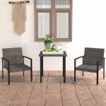 Set da Pranzo da Giardino 3 pz in Polyrattan Grigio