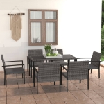 Set da Pranzo da Giardino 7 pz in Polyrattan Grigio