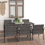 Set da Pranzo da Giardino 7 pz in Polyrattan Grigio