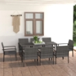 Set da Pranzo da Giardino 9 pz in Polyrattan Grigio