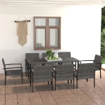 Set da Pranzo da Giardino 9 pz in Polyrattan Grigio