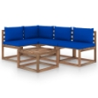 Set Divani da Giardino 5 pz con Cuscini Blu