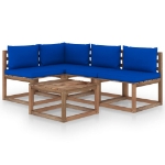 Set Divani da Giardino 5 pz con Cuscini Blu