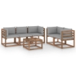 Set Divani da Giardino 6 pz con Cuscini Grigi