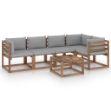 Set Divani Giardino su Pallet 6 pz con Cuscini Pino Impregnato