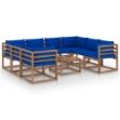 Set Divani da Giardino 9 pz con Cuscini Blu