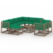 Set Divani da Giardino 10 pz con Cuscini Verdi