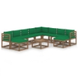 Set Divani da Giardino 11 pz con Cuscini Verdi