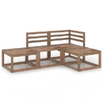 Set Divani da Giardino 4 pz in Legno di Pino Impregnato Marrone