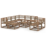 Set Divani Giardino 10 pz in Legno di Pino Impregnato Marrone