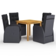 Set Mobili da Pranzo per Giardino 5 pz Nero