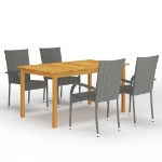 Set Mobili da Pranzo per Giardino 5 pz Grigio