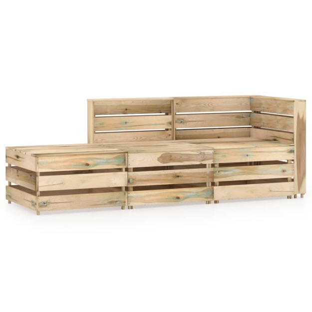 Set Divani da Giardino 3 pz in Legno di Pino Impregnato Verde