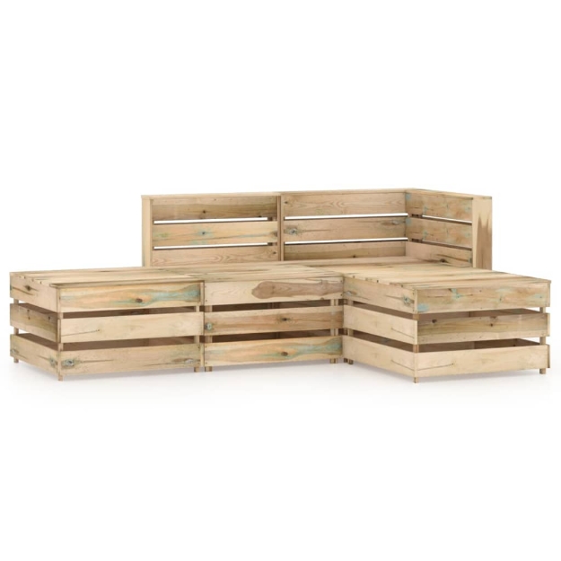 Set Divani da Giardino 4 pz in Legno di Pino Impregnato Verde