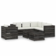 Set Divani da Giardino con Cuscini 8pz Legno Impregnato Grigio
