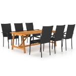 Set Mobili da Pranzo per Giardino 7 pz Nero