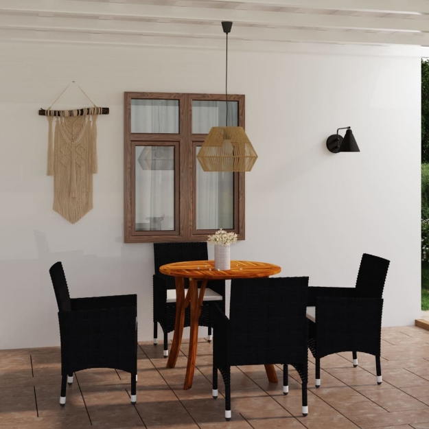 Set Mobili da Pranzo per Giardino 5 pz Nero