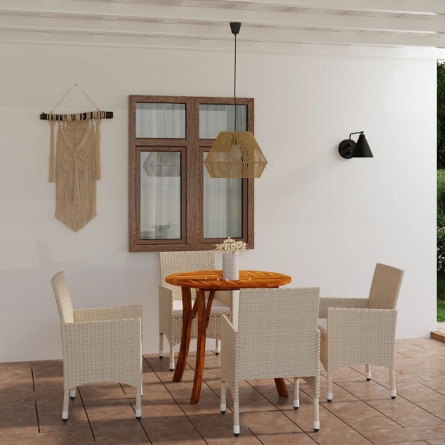 Set Mobili da Pranzo per Giardino 5 pz Beige