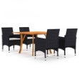 Set Mobili da Pranzo per Giardino 5 pz Nero