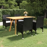 Set Mobili da Pranzo per Giardino 5 pz Nero