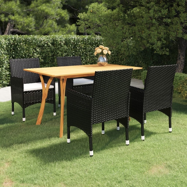 Set Mobili da Pranzo per Giardino 5 pz Nero