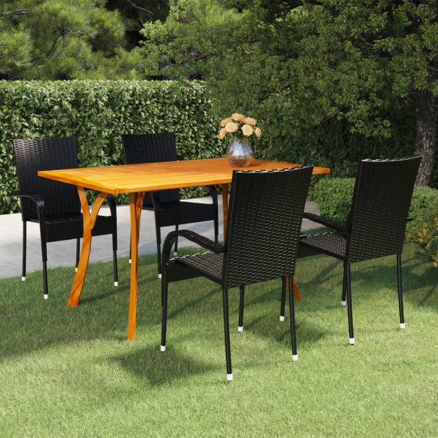 Set Mobili da Pranzo per Giardino 5 pz Nero