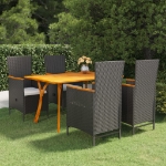 Set Mobili da Pranzo per Giardino 5 pz Nero