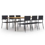 Set Mobili da Pranzo Giardino 7 pz in Polyrattan Nero