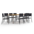 Set Mobili da Pranzo Giardino 9 pz in Polyrattan Nero