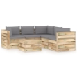 Set Divani da Giardino con Cuscini 6 pz Legno Impregnato Verde