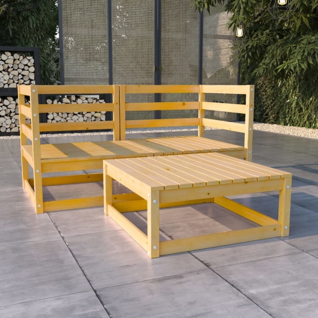 Set Divani da Giardino 3 pz in Legno Massello di Pino