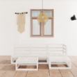 Set Divani da Giardino 5 pz Bianco in Legno Massello di Pino
