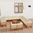 Set Divani Giardino 14pz Cuscini Marrone Miele in Pino Massello
