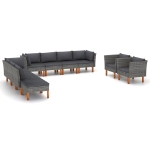 Set Divani Giardino 10pz Polyrattan Legno di Eucalipto Grigio