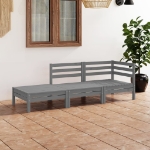 Set Divani da Giardino 3 pz Grigio in Legno Massello di Pino