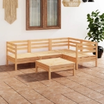 Set Divani da Giardino 5 pz in Legno Massello di Pino