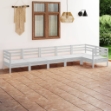 Set Divani da Giardino 6 pz in Legno Massello di Pino Bianco