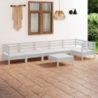 Set Divani da Giardino 7 pz in Legno Massello di Pino Bianco