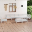 Set Divani da Giardino 9 pz in Legno Massello di Pino Bianco