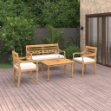 Set Divani da Giardino 4 pz con Cuscini Legno Massello di Teak