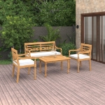 Set Divani da Giardino 4 pz con Cuscini Legno Massello di Teak
