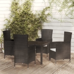 Set Mobili da Giardino 5 pz con Cuscini in Polyrattan Nero